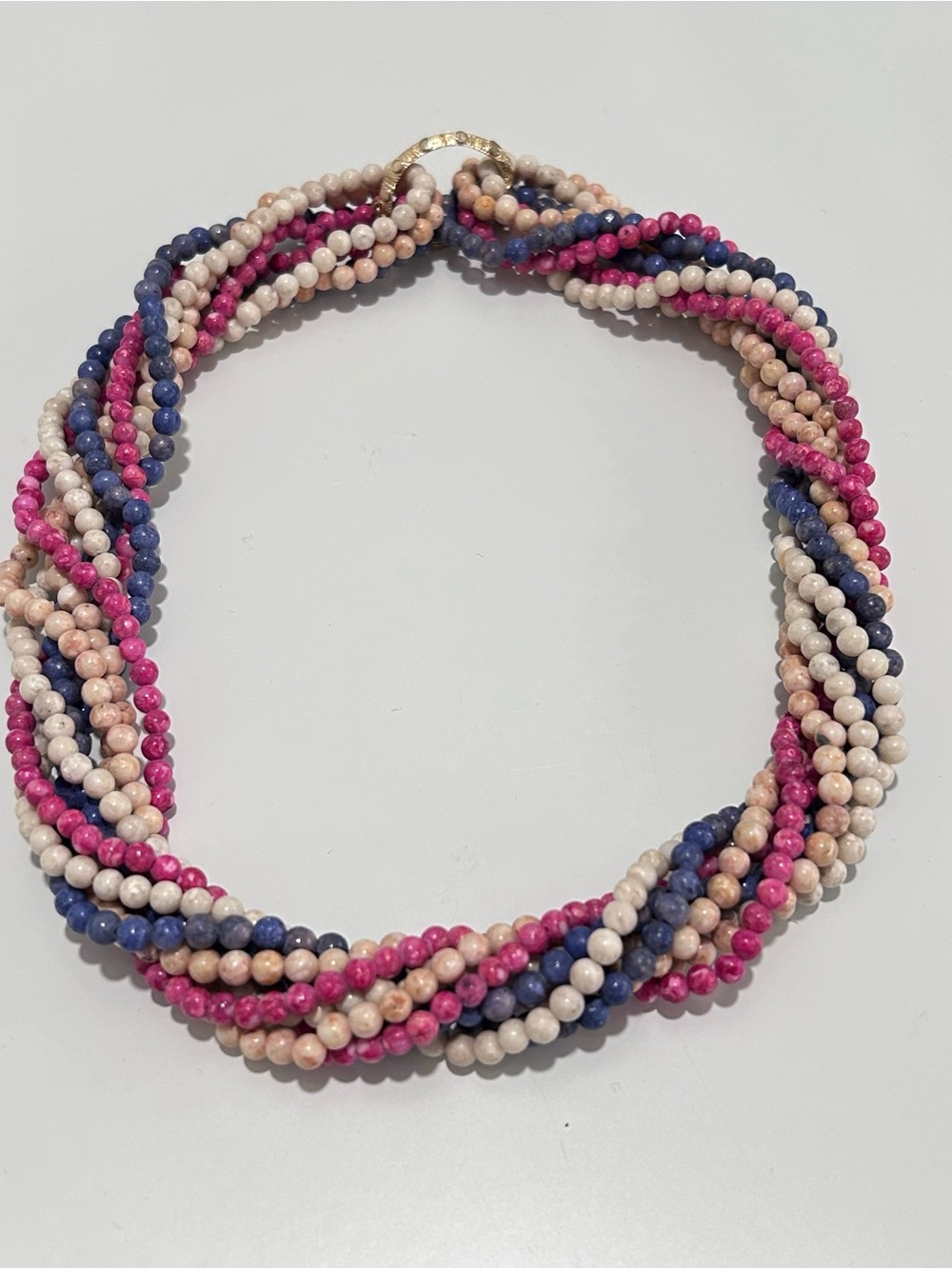 Vintage 1980s Seed Bead Twist-a-Bead Necklace Multi Color with Goldtone Clasp